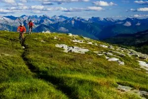 Mountain biking Frisby Ridge near Revelstoke, BC