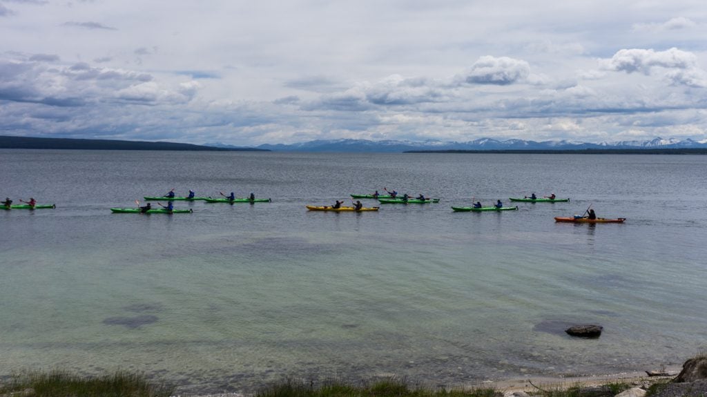 A kayak tour on Yellowstone Lake in the West Thumb Area