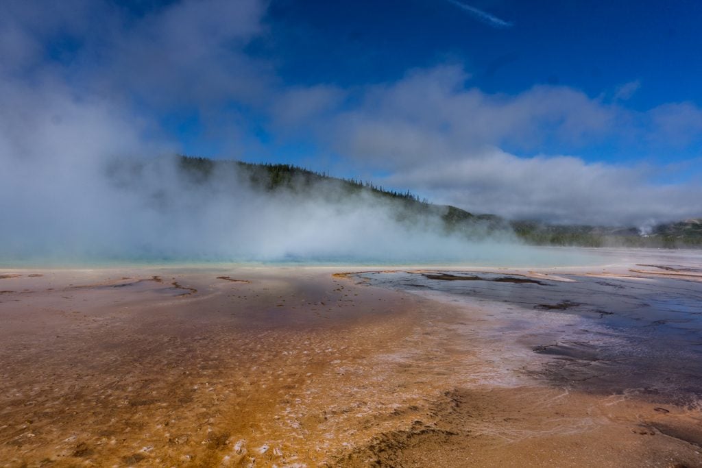 Grand Prismatic Spring in Midway Geyser Basin at Yellowstone National Park