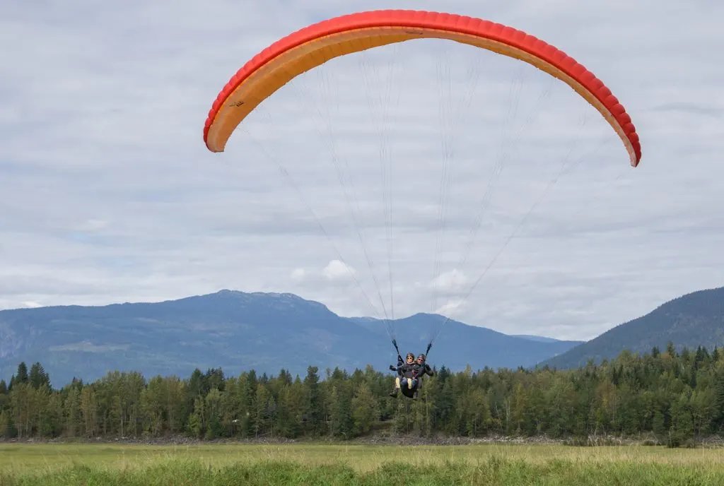 Paraglider landing in Revelstoke, BC