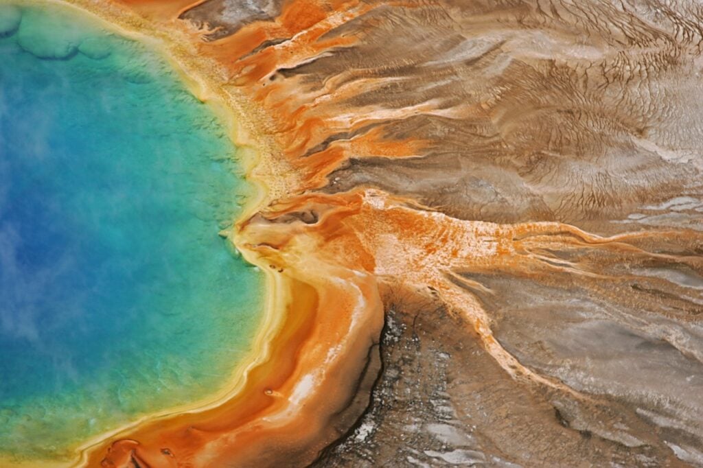 Grand Prismatic Spring from above, one of the coolest things to do in Yellowstone National Park