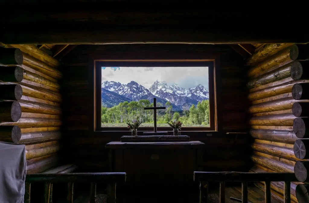The altar at the Chapel of the Transfiguration in Grand Teton National Park