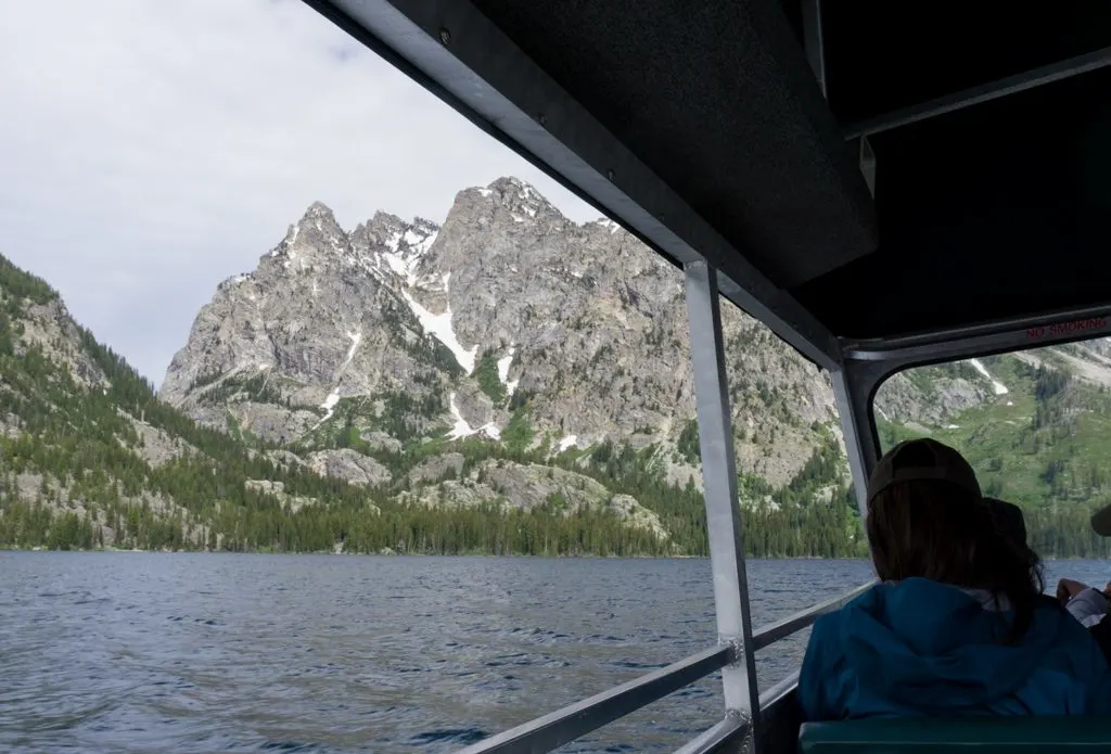 The view from the boat on the Jenny Lake boat tour in Grand Teton National Park