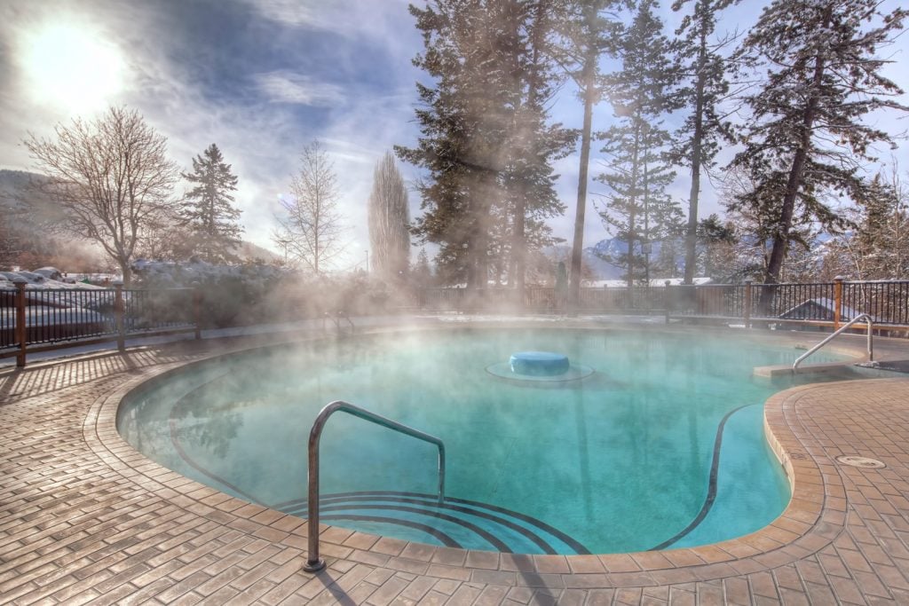 A pool at Fairmont Hot Springs Resort in British Columbia, Canada