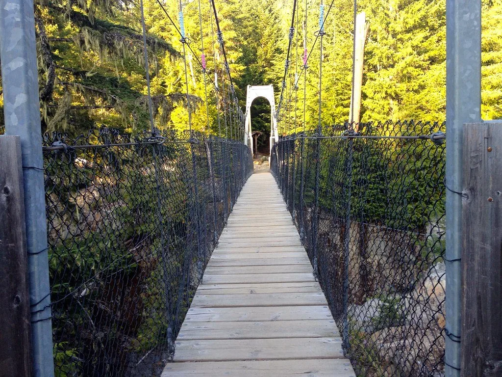 Suspension bridge over the Cheakamus River in the Whistler Interpretive Forest