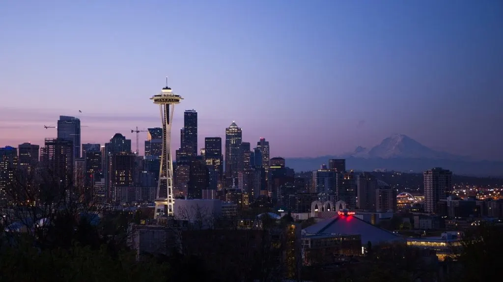 Seattle skyline at night