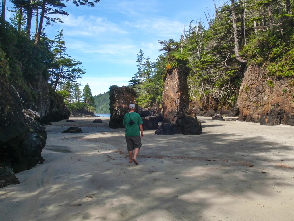 Sea stacks at San Josef Bay on Vancouver Island - one of the best places for spring backpacking trips in British Columbia