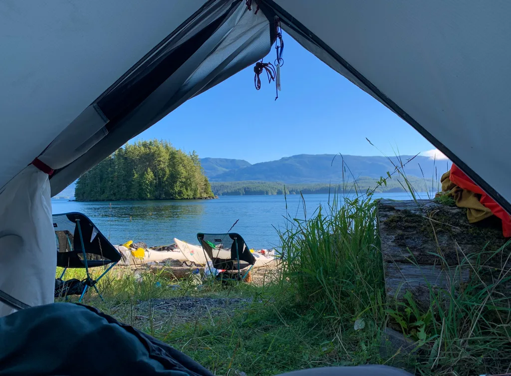 View from a tent in the Johnstone Strait