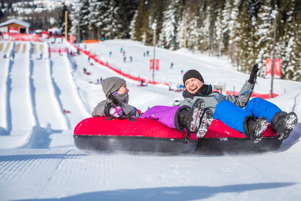 Family sledding at the Whistler Tube Park