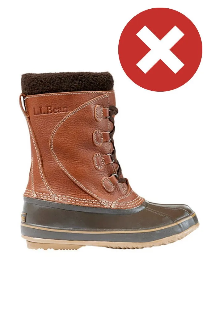 L.L. Bean winter boots are not good for snowshoeing