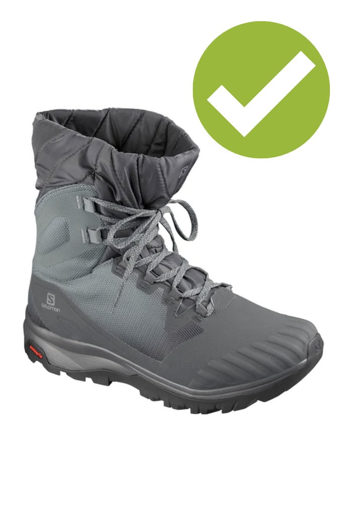 Insulated Salomon hiking boots are good for snowshoeing