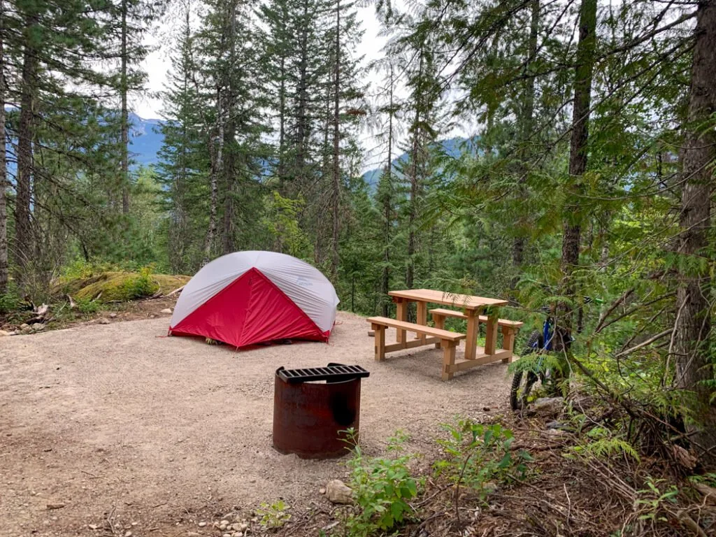 Camping at Snowforest Campground in Mount Revelstoke National Park