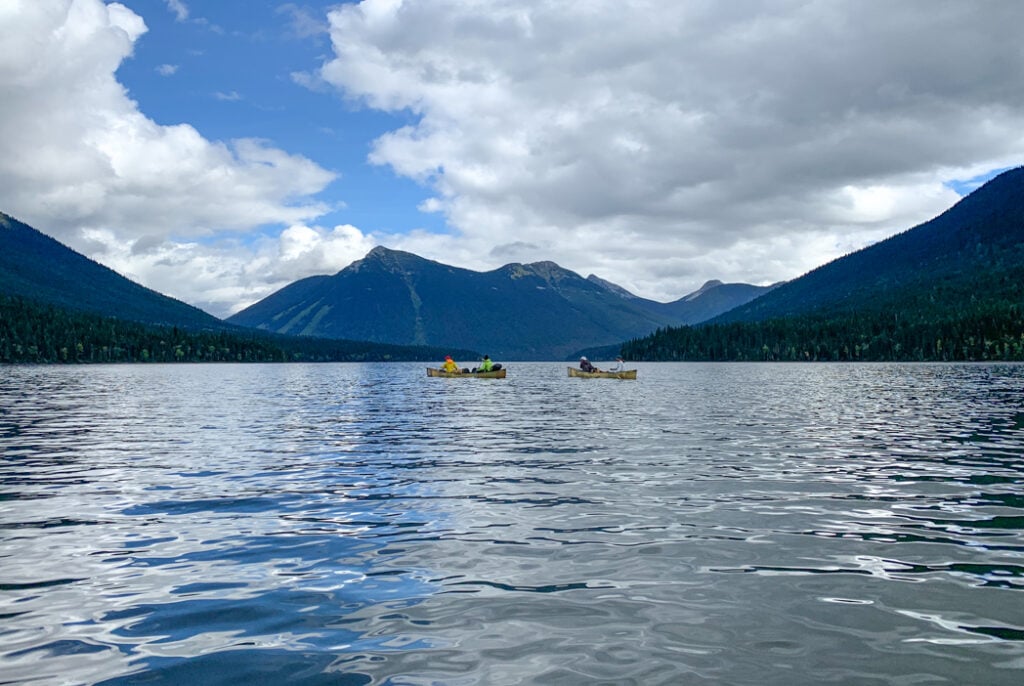 Paddling the West Arm of Isaac Lake in Bowron Lake Provincial Park