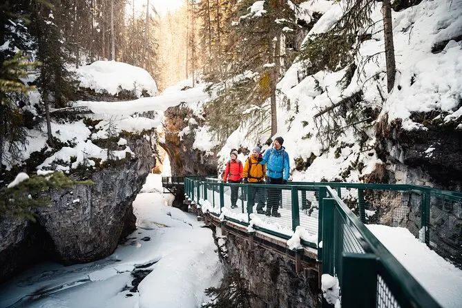 Winter hiking on the Johnston Canyon Icewalk near Canmore