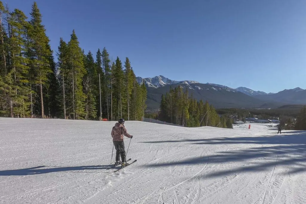 A skier on the slopes at Nakiska Ski area near Canmore