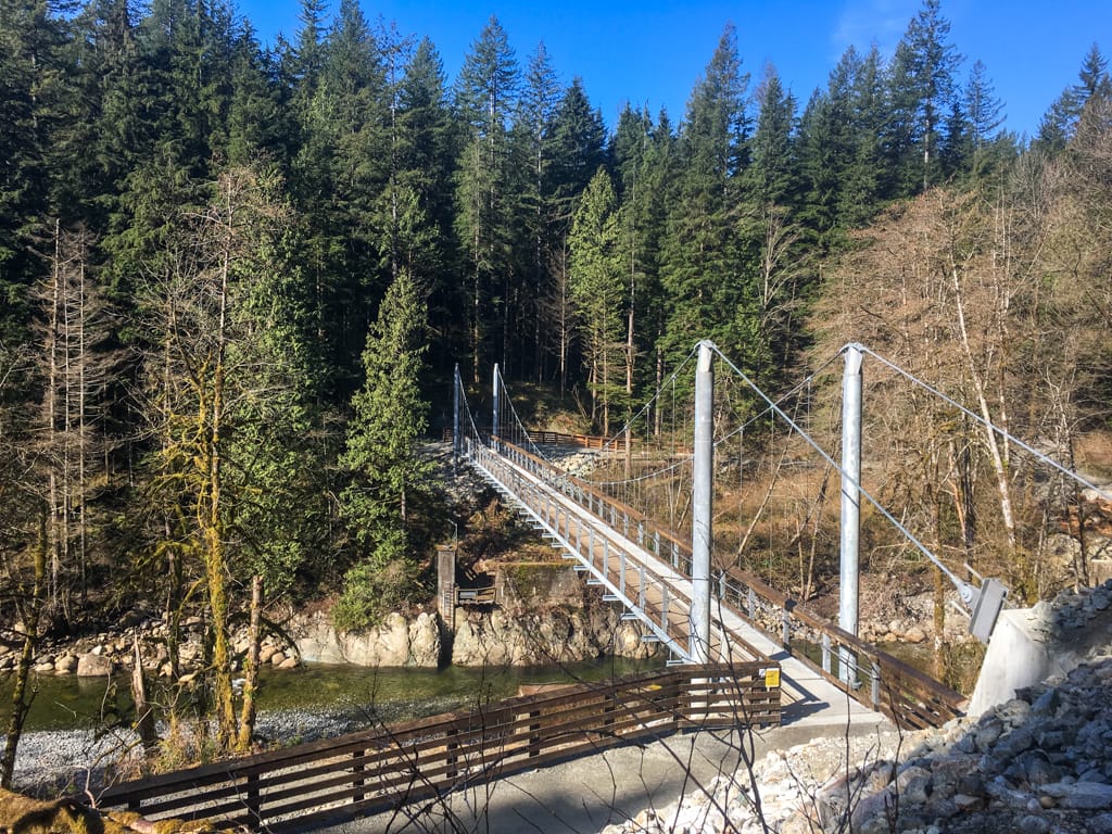 Twin Bridges suspension bridge in North Vancouver. 