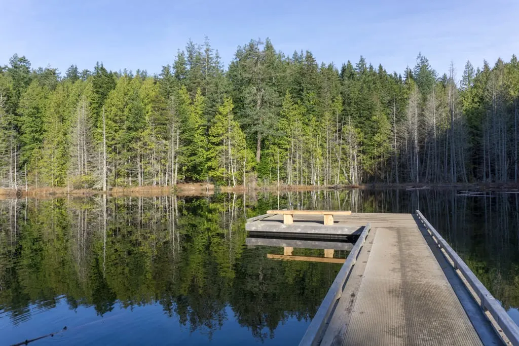 The floating dock at Whyte Lake in West Vancouver