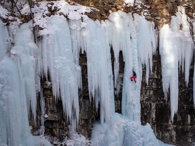 Ice climbing near Canmore