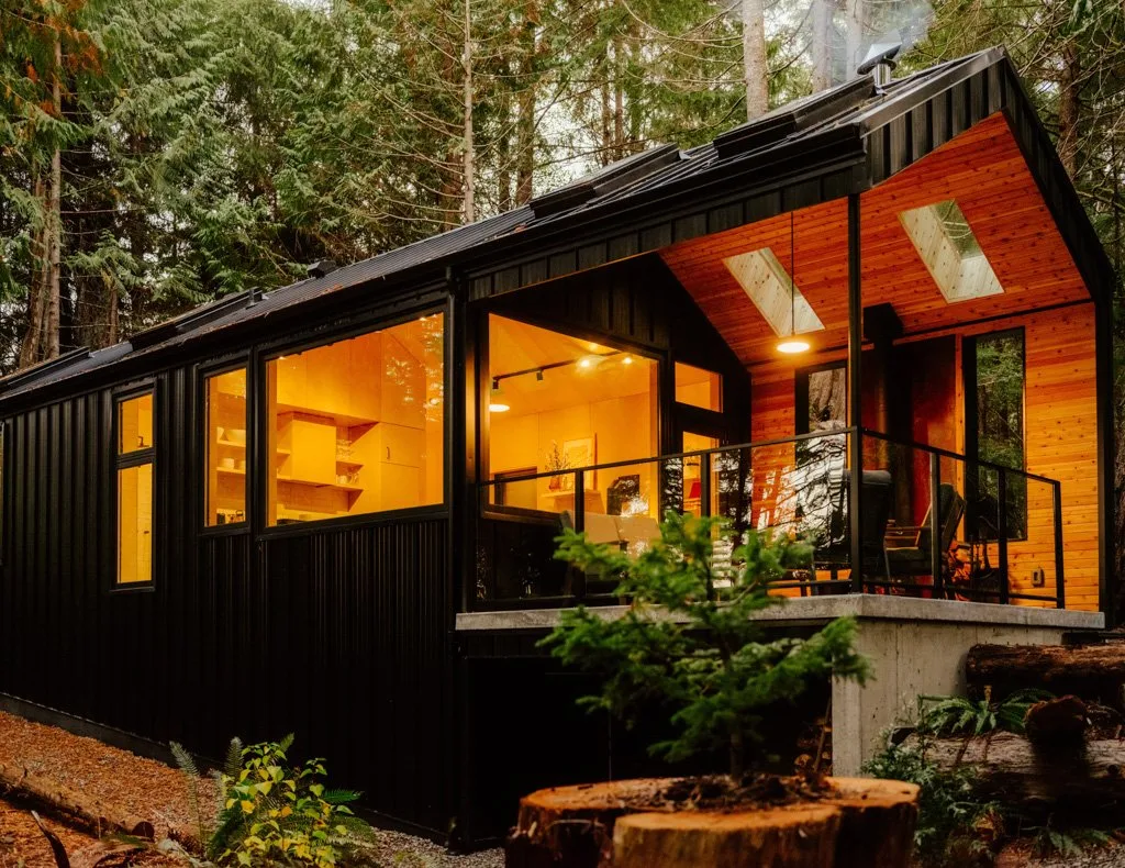 yoga studio attached to our forest log house