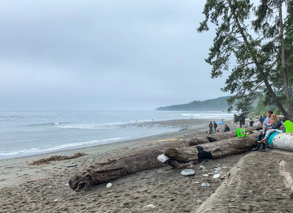 People explore Sombrio Beach on Vancouver Island