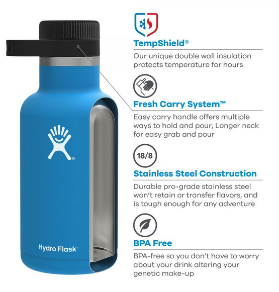 Hydro Flask Growler with overview of features