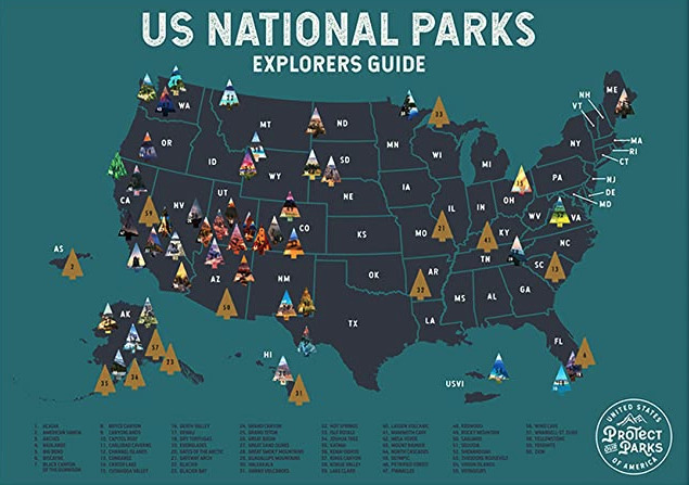 Scratch-off National Parks map
