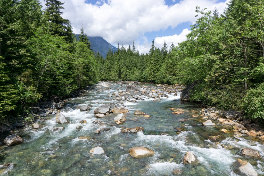 View of Gold Creek from the bridge in Golden Ears Provincial Park - one of the places you need a BC Parks day pass