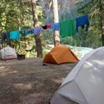 Tents at Nairn Falls Provincial Park near Pemberton, one of the best places to camp near Vancouver