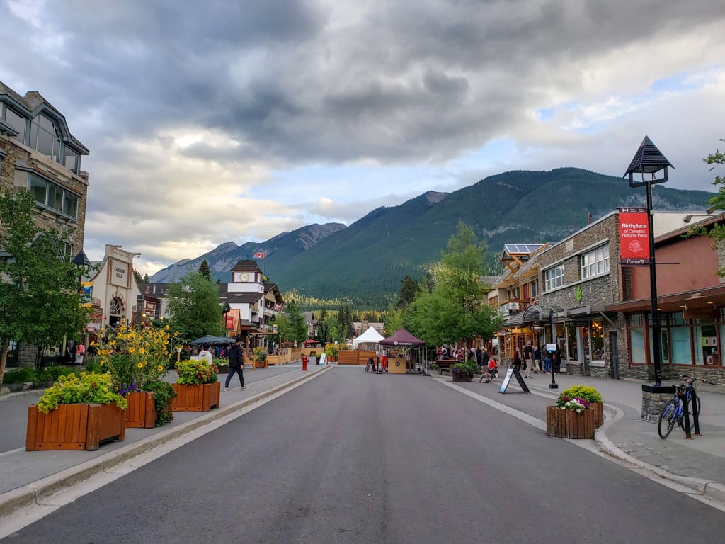 Downtown Banff - one of the best small towns in Canada for outdoor adventure
