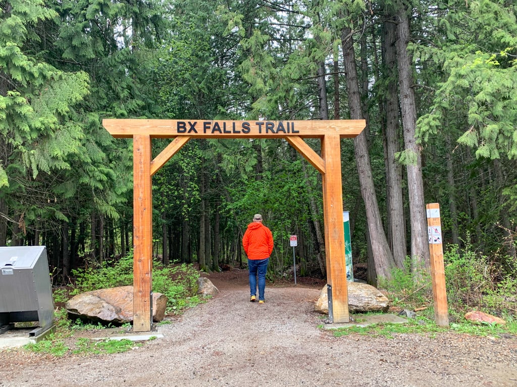 The BX Falls Trailhead on Tillicum Road in Vernon - one of the best things to do in Vernon, BC