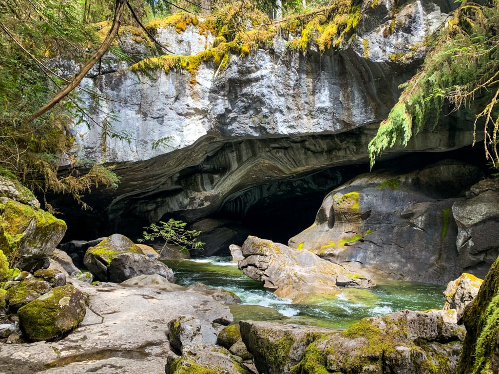 The spectacular entrance to Little Huson's Cathedral River Cave