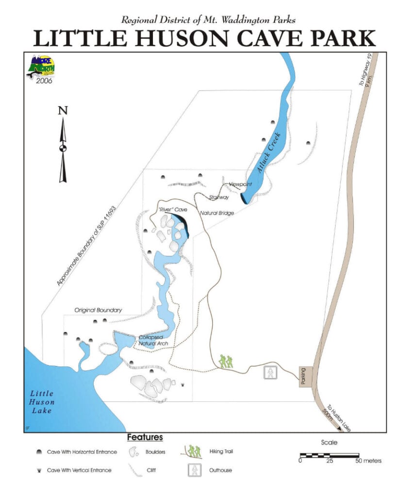 Map of Little Huson Caves from the Regional District of Mount Waddington