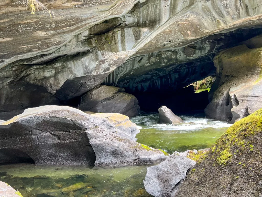 View of rock formations inside Little Huson Cave