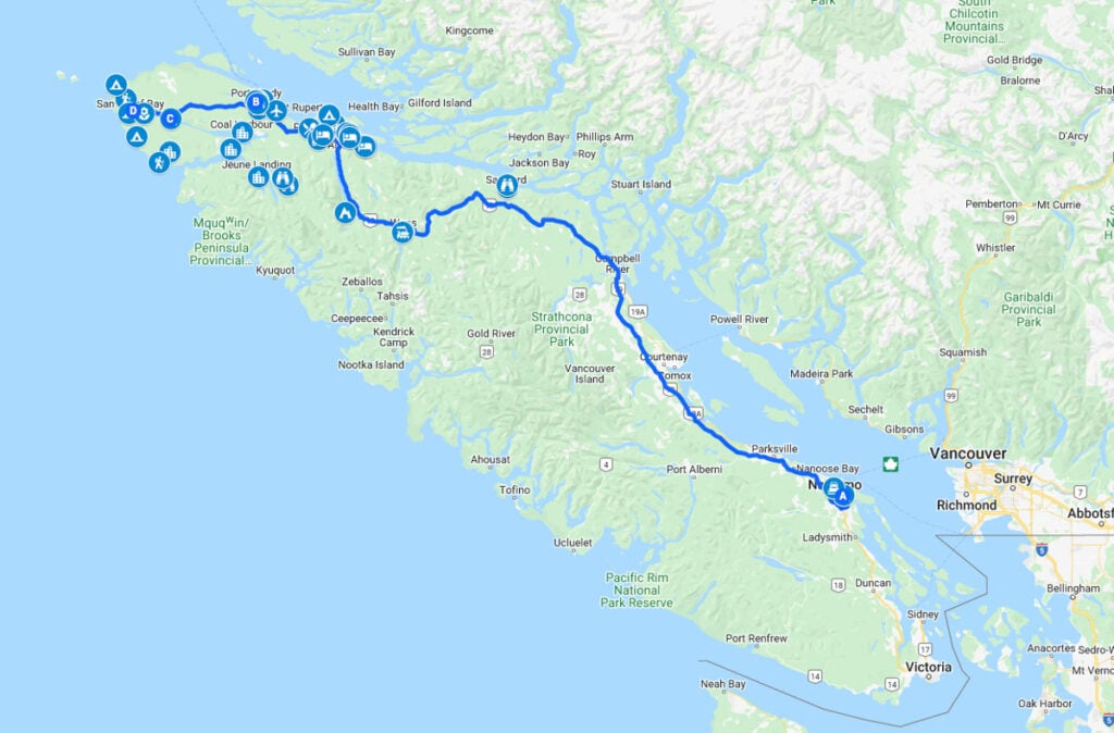 Things to do on Northern Vancouver Island Map