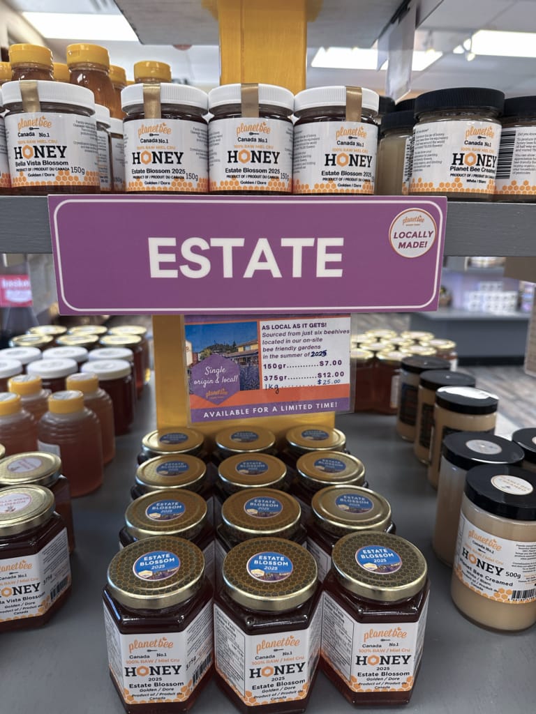 Jars of honey at Planet Bee in Vernon