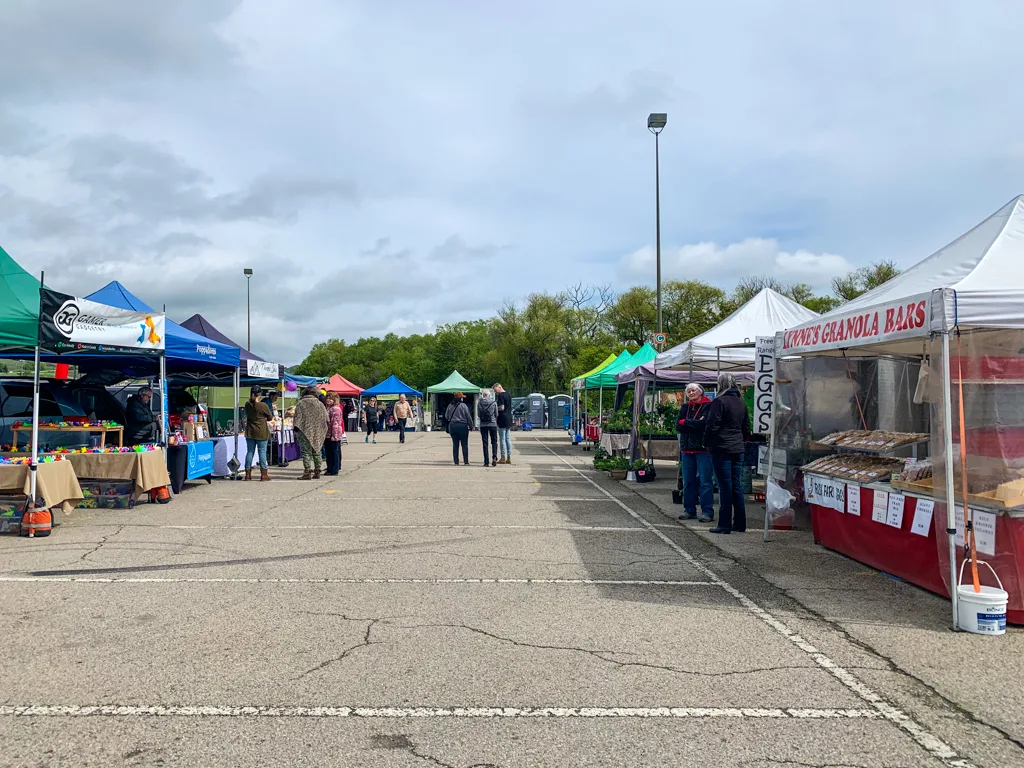 Stalls set up at the Vernon Farmer's Market