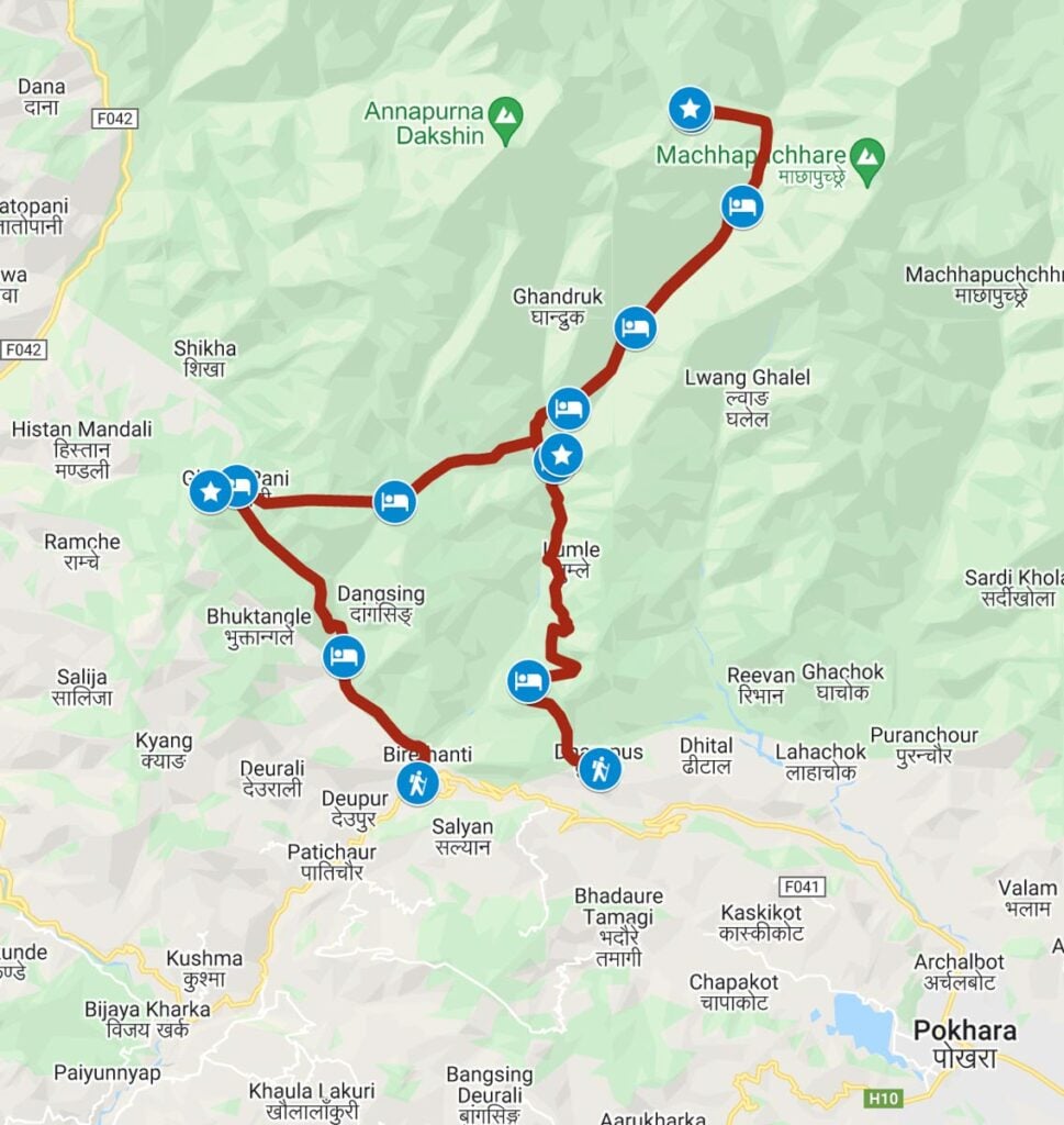 Annapurna Base Camp Trek Google Map
