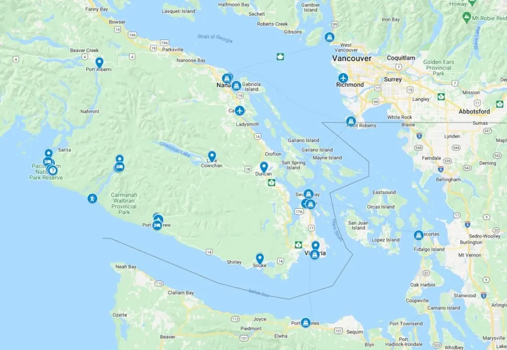 How to get to the West Coast Trail map