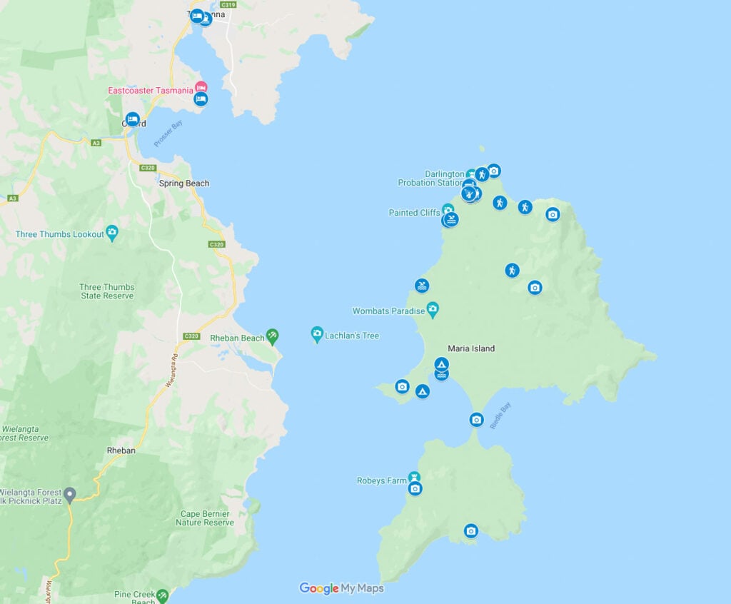 Maria Island, Tasmania Google Map