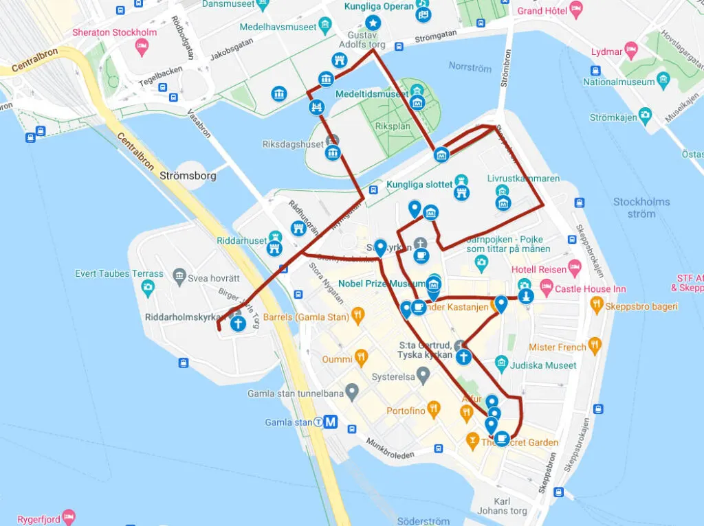 Stockholm walking tour Google Map