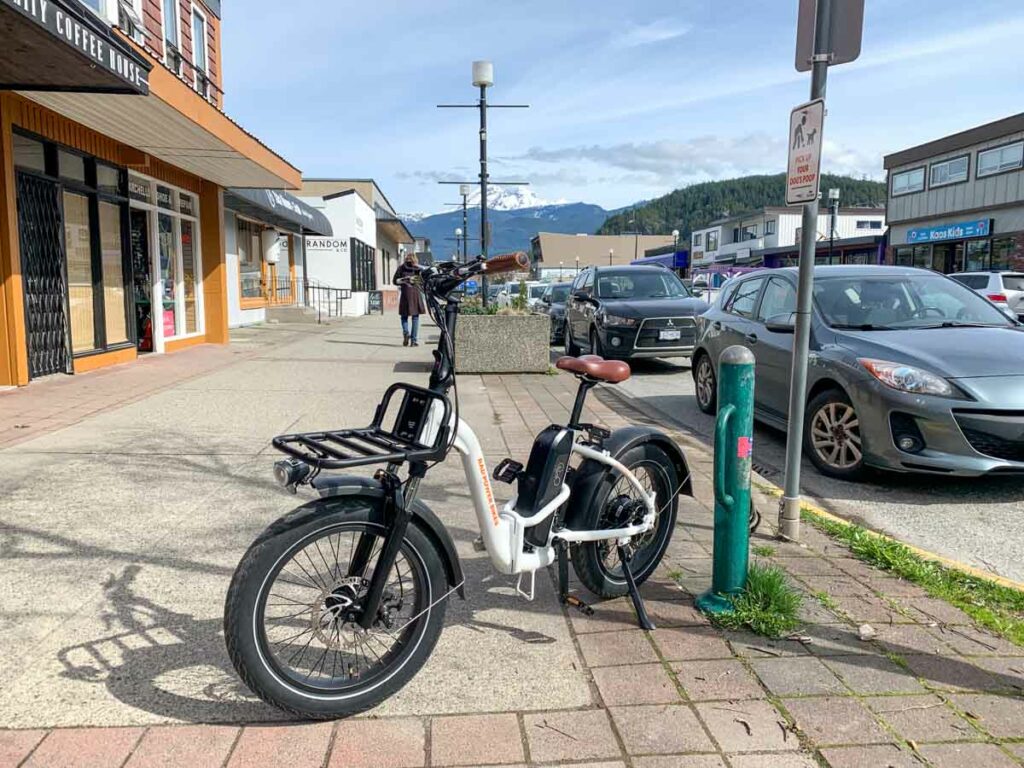 Rad Power RadMini parked in downtown Squamish