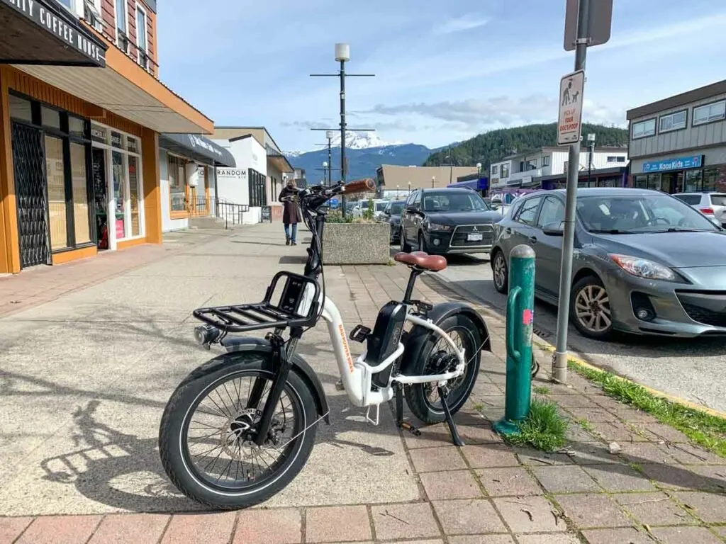 Rad Power RadMini parked in downtown Squamish