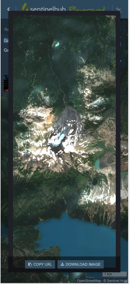 Screenshot of a satellite photo from Sentinel Hub Playground, one of the best weather websites for hikers