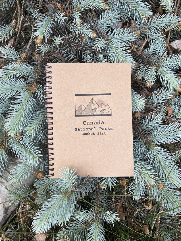 Canada National Parks Bucket List journal cover by DesignUkiyo on Etsy - a great Canadian National Parks gift
