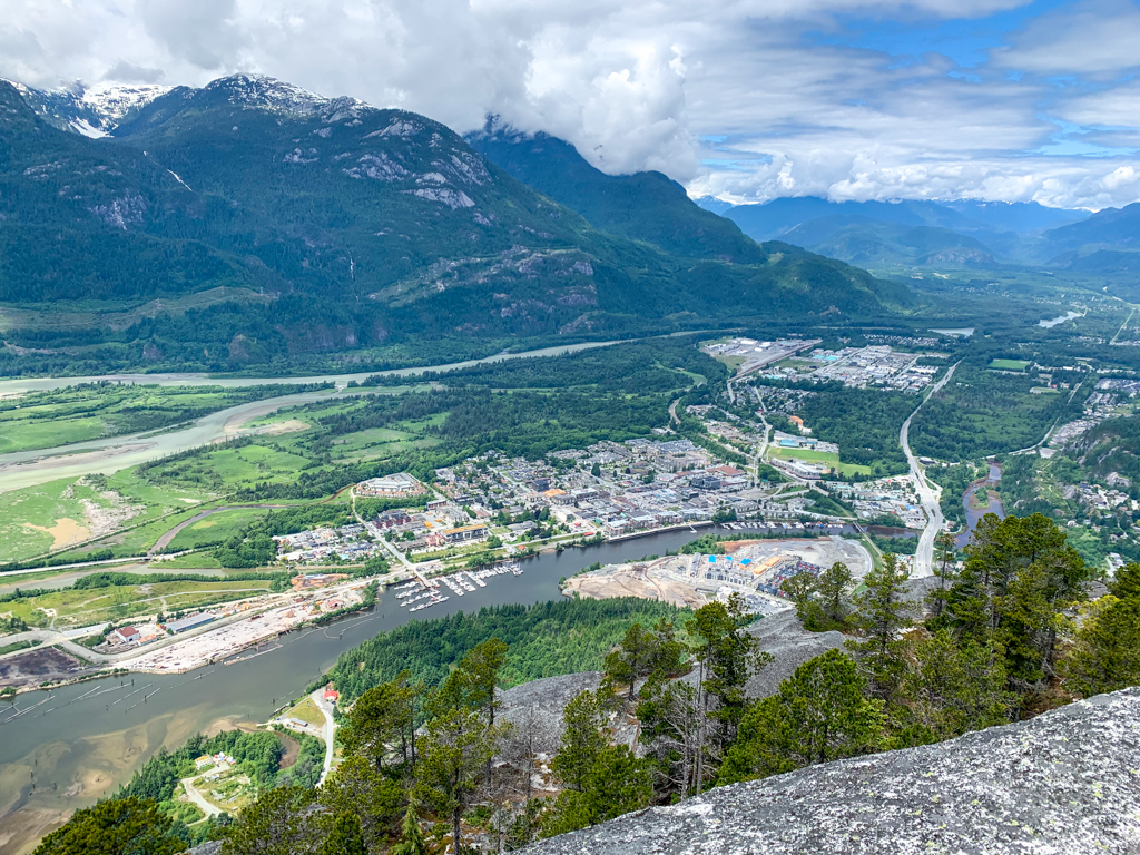 Aerial view of Squamish from the top of the Stawamus Chief