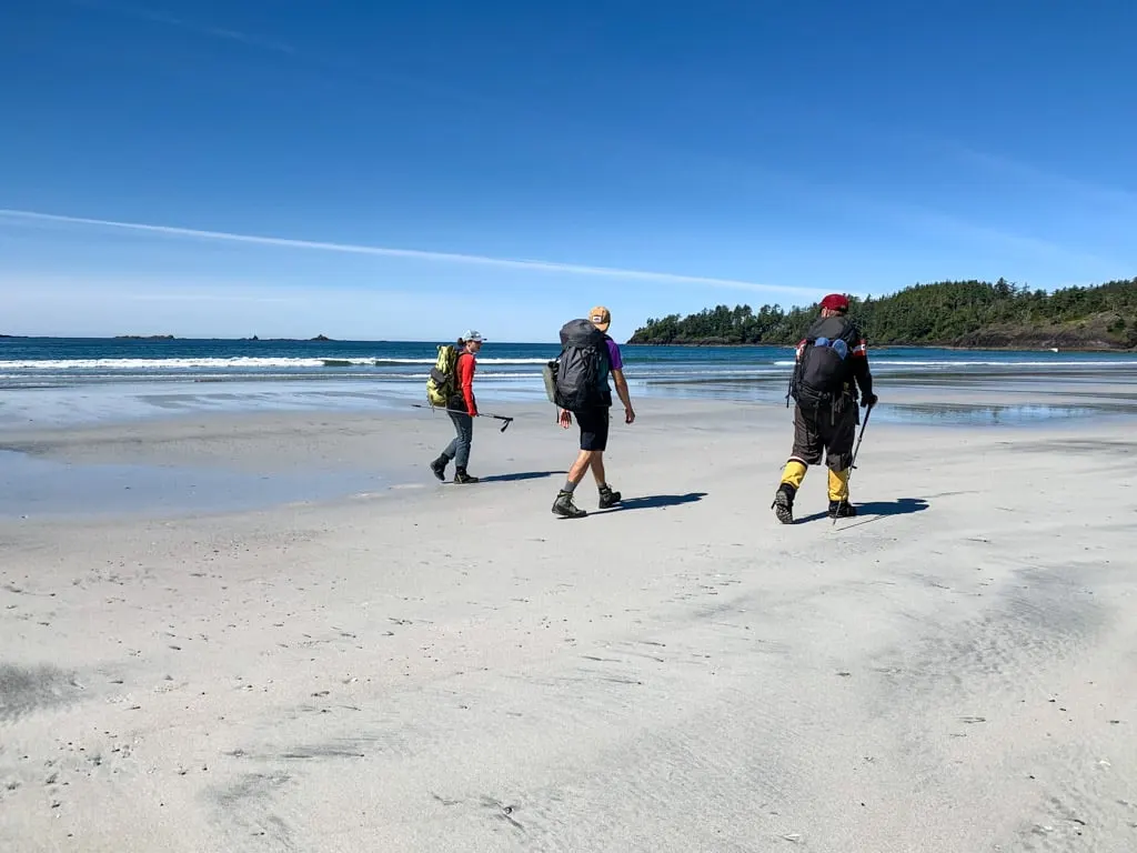 Hikers walking on the beach near Gross Point
