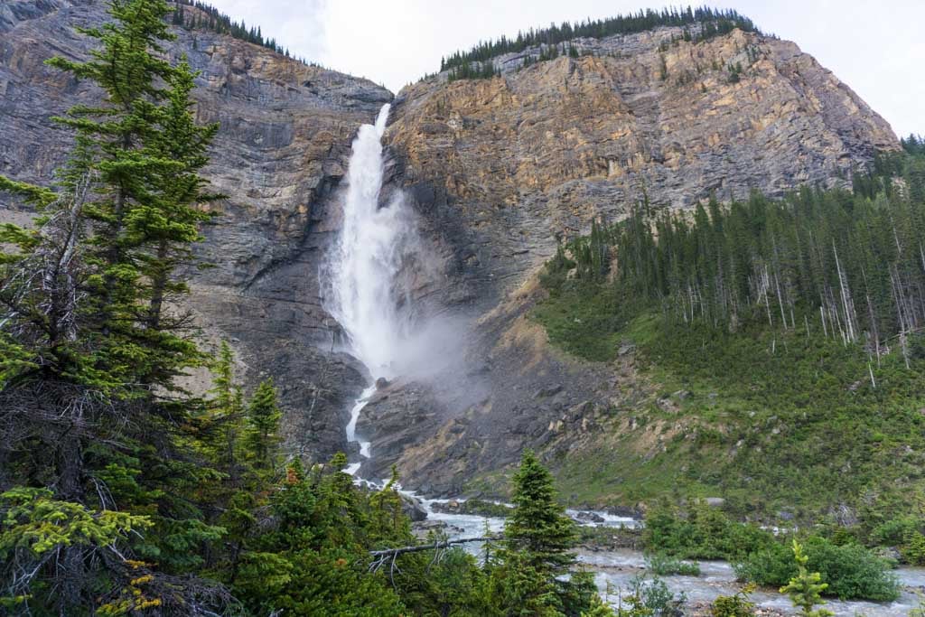 Takkakaw Falls in Yoho National Park on the way to Laughing Falls - one of the best easy backpacking trips in BC