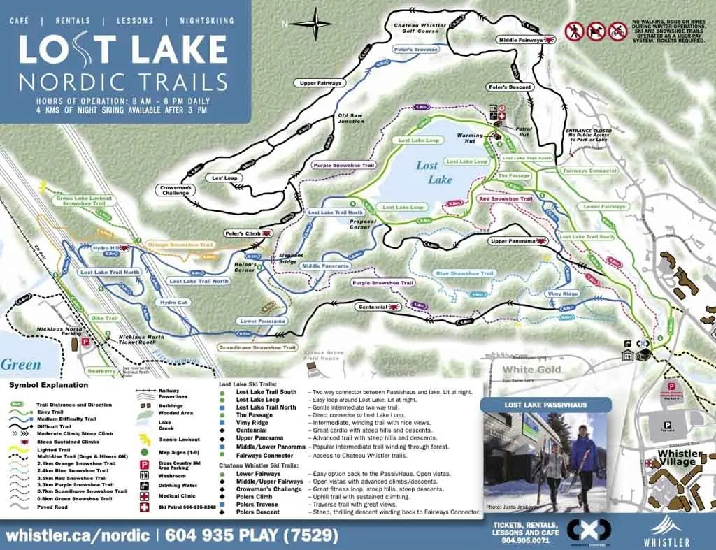 Map of the Lost Lake Snowshoe Trails in Whistler