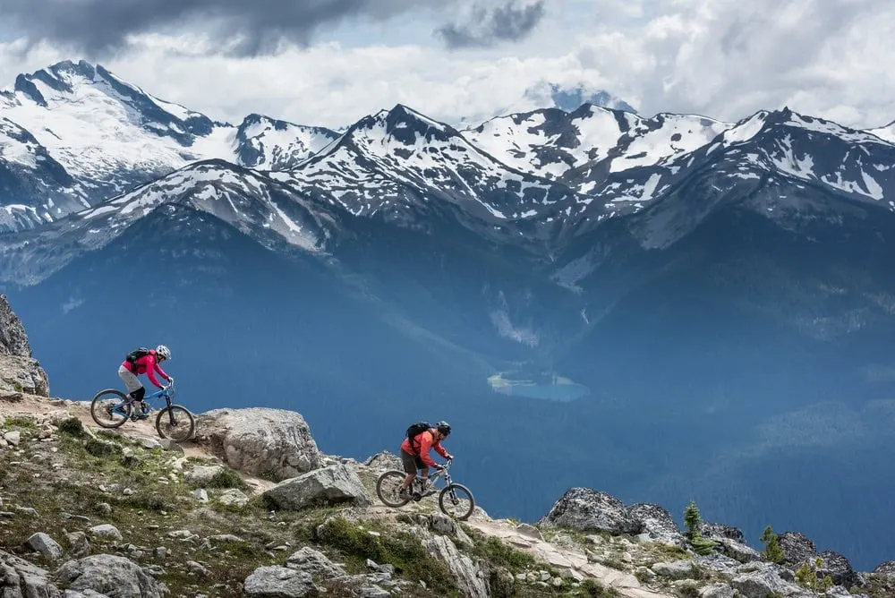 Mountain biking near Whistler Peak