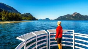 The view from the pier at Porteau Cove Provincial Park, one of the best campgrounds near Vancouver